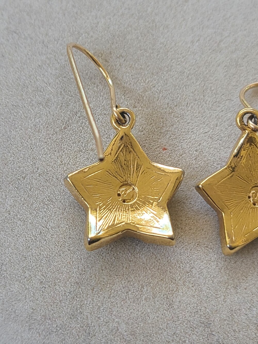 Swarovski Crystal Gold Earrings Star With Pave 14K. Gold Filled-Great Condition - Picture 4 of 6